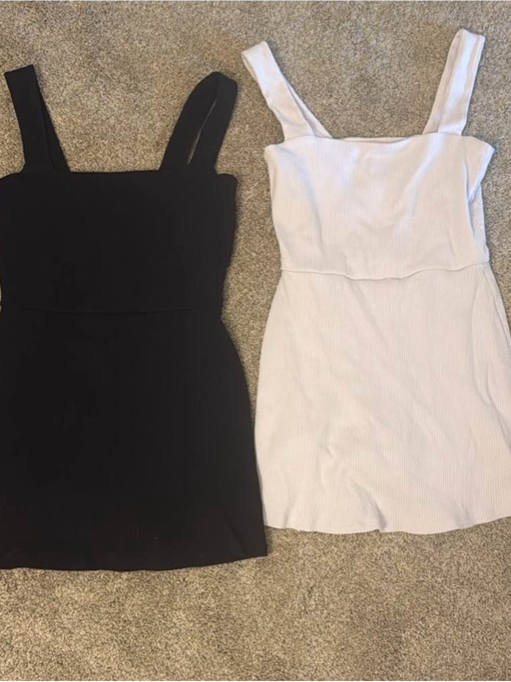 PINK Victoria's Secret Ribbed Square-Neck Mini Dress in Black and White